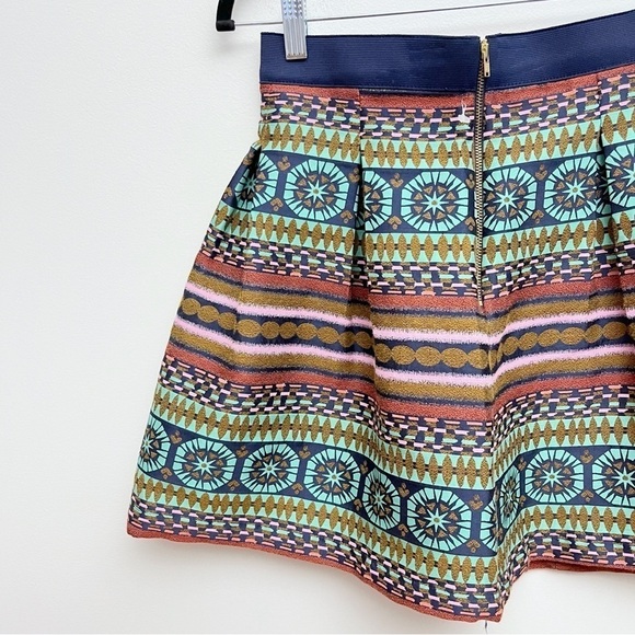 Anthropologie Morgan Carper Nomad Geometric Boho Print Pleated Mini Skirt - Picture 7 of 10